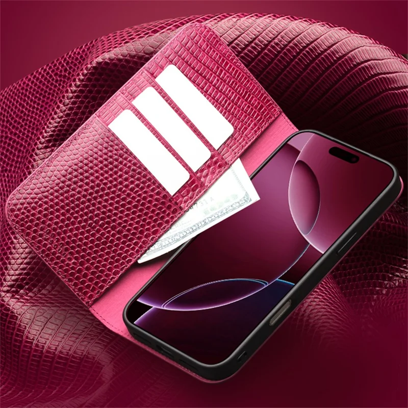 QIALINO Per iPhone 17 Pro Custodia Portafoglio in Pelle di Mucca Effetto Coccodrillo Antiurto