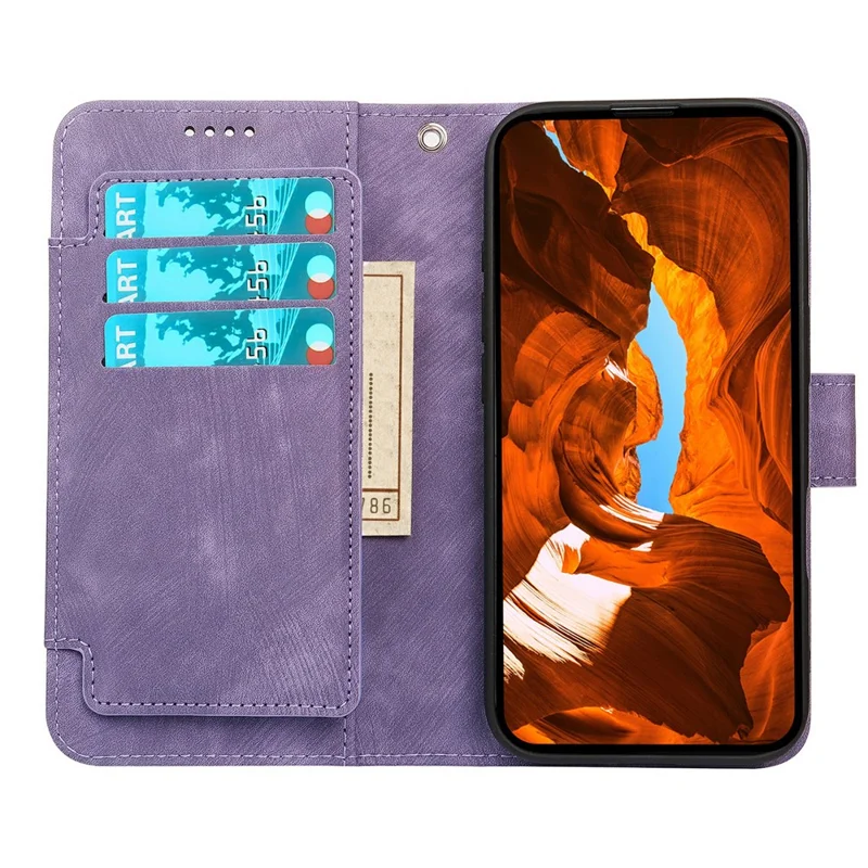 Étui en cuir pour Motorola Edge 60 Pro 5G avec motif de lignes, pochettes pour 9 cartes - Violet
