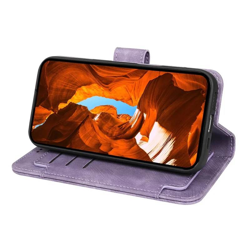 Étui en cuir pour Motorola Edge 60 Pro 5G avec motif de lignes, pochettes pour 9 cartes - Violet