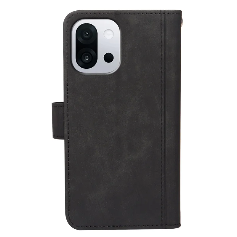 For Xiaomi 13T Leather Case Line Pattern Wallet Phone Cover with 9 Card Slots - Black