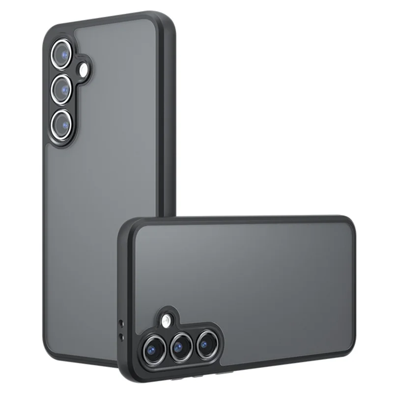 Cover per Samsung Galaxy S25+ Custodia in TPU con Effetto Skin-Touch + PC Guscio Opaco per Cellulare, Nero Trasparente