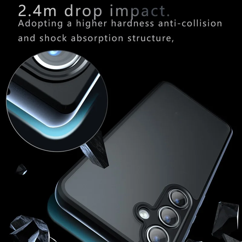 Cover per Samsung Galaxy S25+ Custodia in TPU con Effetto Skin-Touch + PC Guscio Opaco per Cellulare, Nero Trasparente