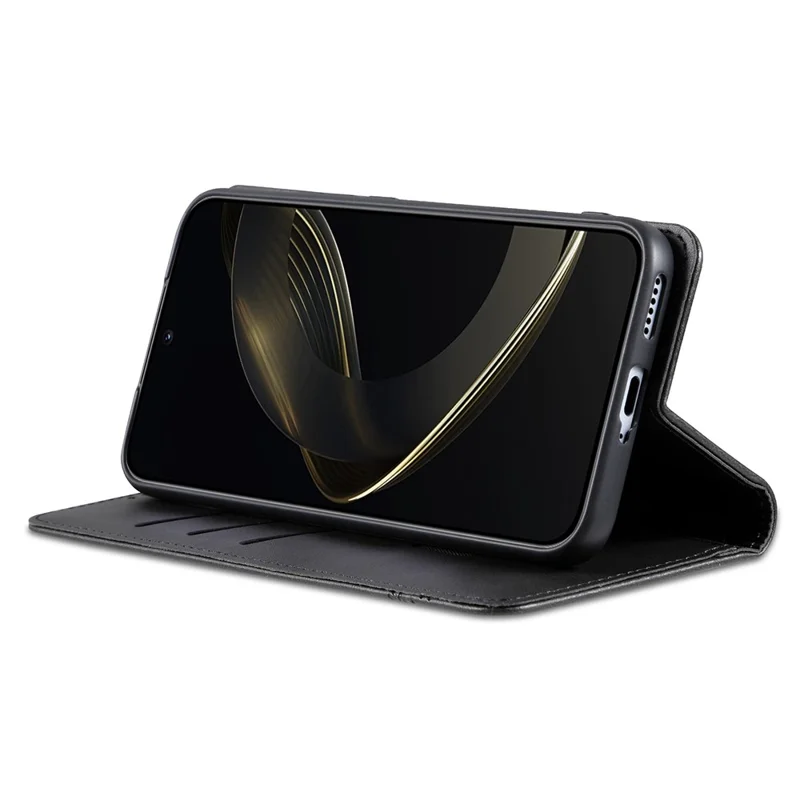 AZNS For Oppo Reno14 5G (Global) Case Cowhide Texture PU Leather Wallet Phone Cover - Black
