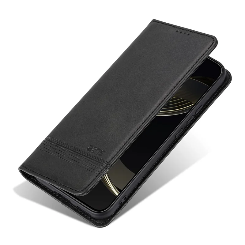 AZNS For Oppo Reno14 5G (Global) Case Cowhide Texture PU Leather Wallet Phone Cover - Black