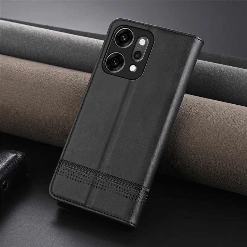 AZNS Per Oppo Reno14 Pro 5G (Globale) Cover in Pelle di Vacchetta Effetto Texture Portafoglio - Nero