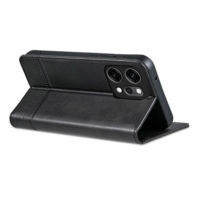 AZNS Per Oppo Reno14 Pro 5G (Globale) Cover in Pelle di Vacchetta Effetto Texture Portafoglio - Nero