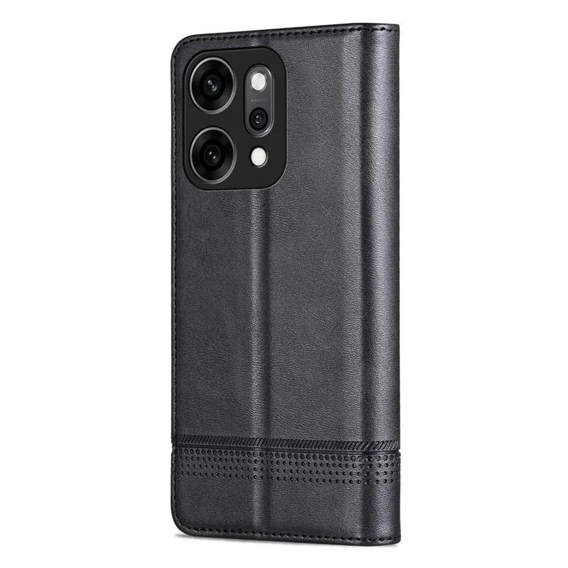 AZNS Per Oppo Reno14 Pro 5G (Globale) Cover in Pelle di Vacchetta Effetto Texture Portafoglio - Nero