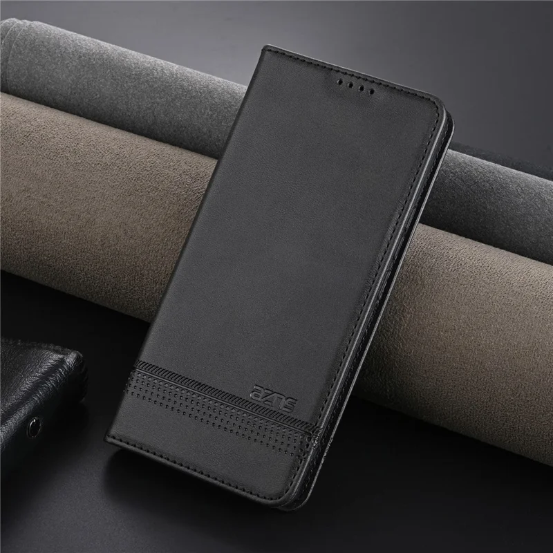 AZNS Per Oppo Reno14 Pro 5G (Globale) Cover in Pelle di Vacchetta Effetto Texture Portafoglio - Nero