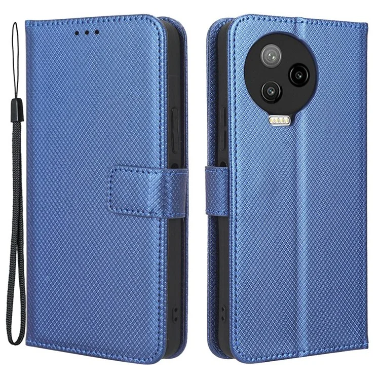 Para Infinix Note 12 Pro 4G X676B Fully Wrapped Diamond Texture PU Leather Stand Magnetic Clasp Case Wallet Phone Cover - Blue