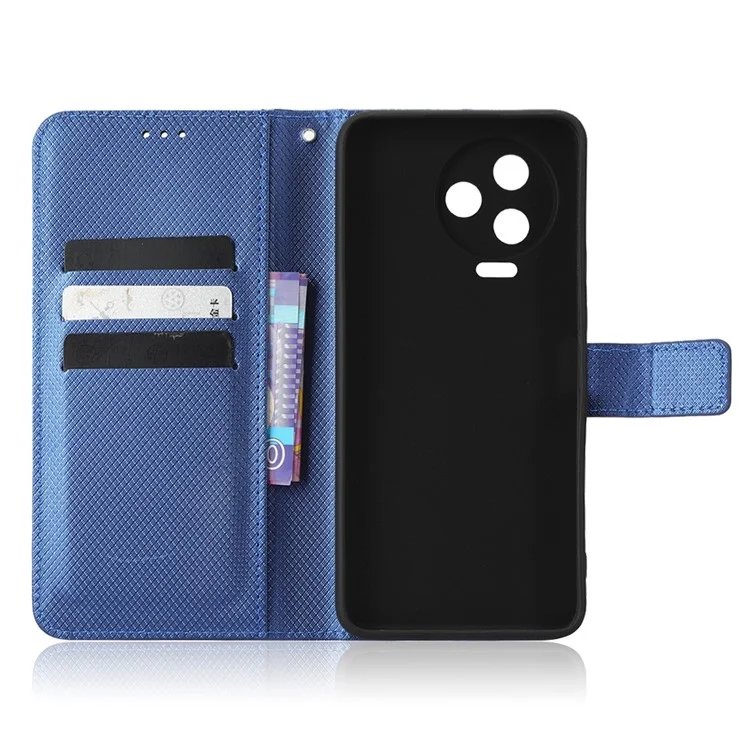Para Infinix Note 12 Pro 4G X676B Fully Wrapped Diamond Texture PU Leather Stand Magnetic Clasp Case Wallet Phone Cover - Blue