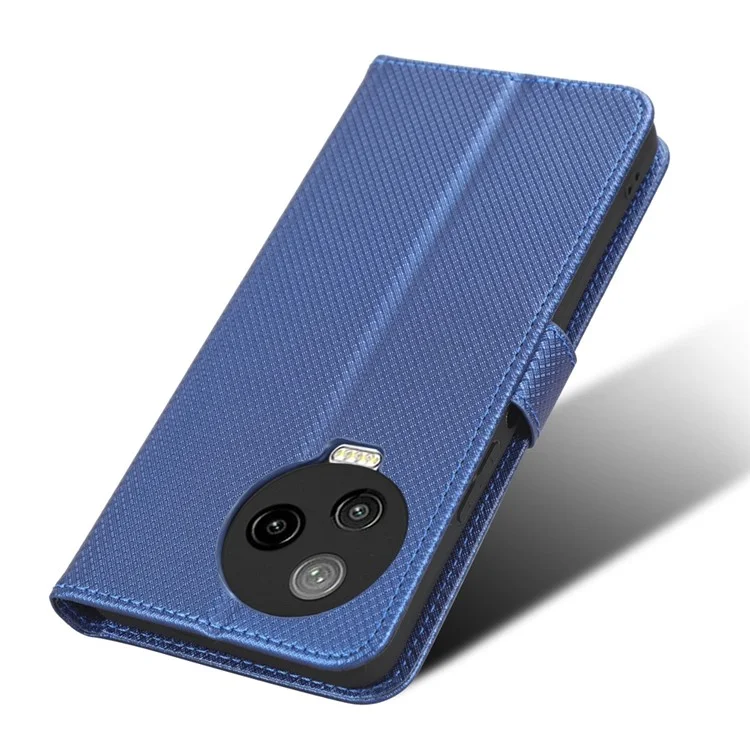 Para Infinix Note 12 Pro 4G X676B Fully Wrapped Diamond Texture PU Leather Stand Magnetic Clasp Case Wallet Phone Cover - Blue