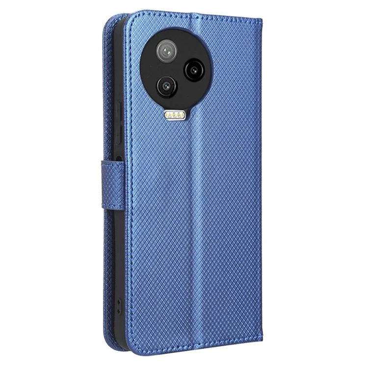 Para Infinix Note 12 Pro 4G X676B Fully Wrapped Diamond Texture PU Leather Stand Magnetic Clasp Case Wallet Phone Cover - Blue