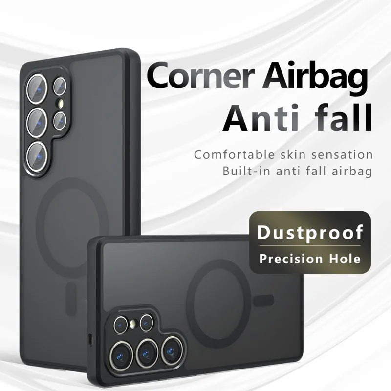 Capa para Samsung Galaxy S22 Ultra 5G Compatível com MagSafe TPU + PC Acabamento Fosco Toque de Pele Proteção de Celular