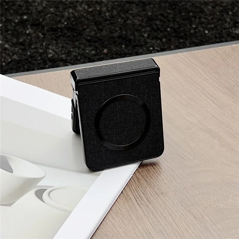 Pour Samsung Galaxy Z Flip7 5G Étui Magnétique en Cuir + PC Coque de Téléphone avec Film de Protection d'Écran Arrière et Charnière - Noir