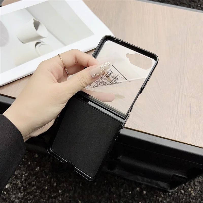 Pour Samsung Galaxy Z Flip7 5G Étui Magnétique en Cuir + PC Coque de Téléphone avec Film de Protection d'Écran Arrière et Charnière - Noir