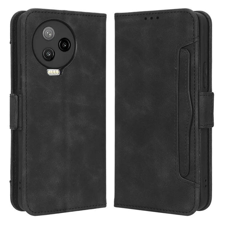 Pour Infinix Note 12 Pro 4G X676B Slages à Cartes Multiples Anti-scratch PU Cuir Dual Magnetic Flasp Téléphone Couvercle du Support Portefeuille - le Noir