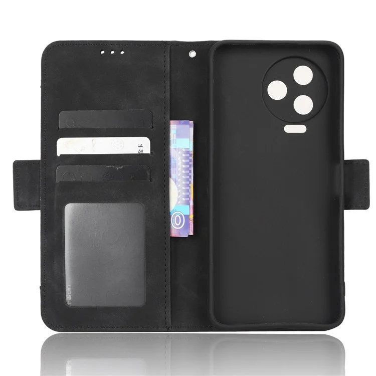 Pour Infinix Note 12 Pro 4G X676B Slages à Cartes Multiples Anti-scratch PU Cuir Dual Magnetic Flasp Téléphone Couvercle du Support Portefeuille - le Noir