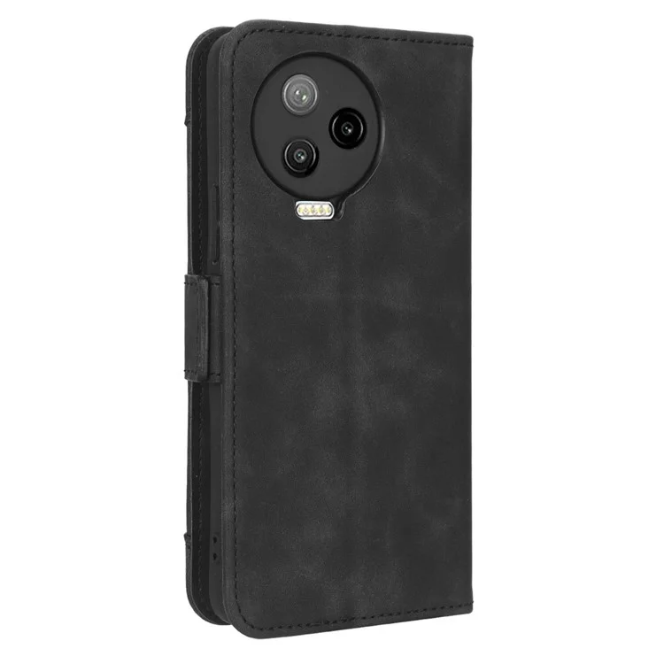 Pour Infinix Note 12 Pro 4G X676B Slages à Cartes Multiples Anti-scratch PU Cuir Dual Magnetic Flasp Téléphone Couvercle du Support Portefeuille - le Noir