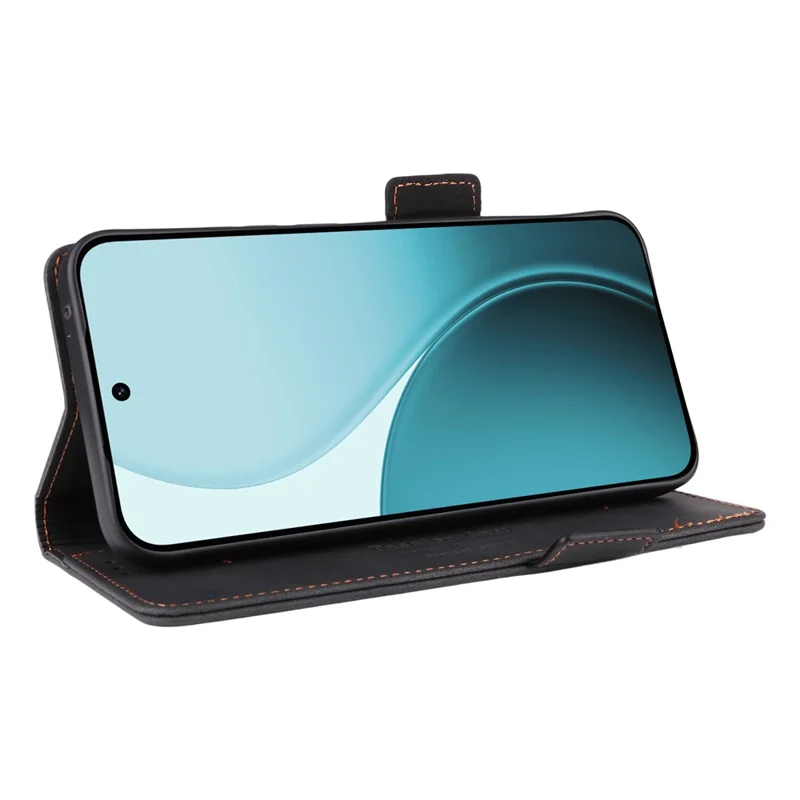 Para Oppo Reno14 5G (Global) Capa Carteira de Couro com Flip e Decoração em Hardware - Preto