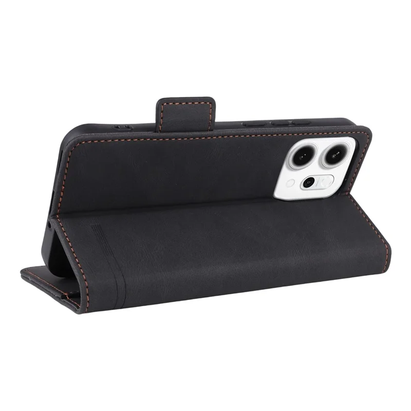 Para Oppo Reno14 5G (Global) Capa Carteira de Couro com Flip e Decoração em Hardware - Preto