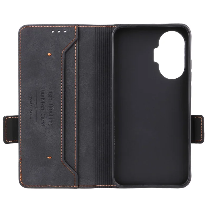 For Xiaomi Poco F7 5G / Redmi Turbo 4 Pro 5G Case Leather Wallet Flip Phone Cover with Hardware Decor - Black