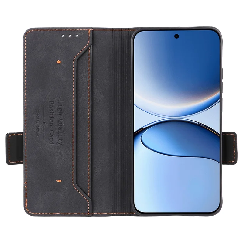 For Xiaomi Poco F7 5G / Redmi Turbo 4 Pro 5G Case Leather Wallet Flip Phone Cover with Hardware Decor - Black