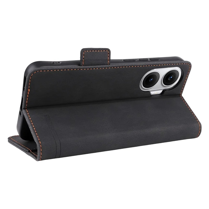 For Xiaomi Poco F7 5G / Redmi Turbo 4 Pro 5G Case Leather Wallet Flip Phone Cover with Hardware Decor - Black