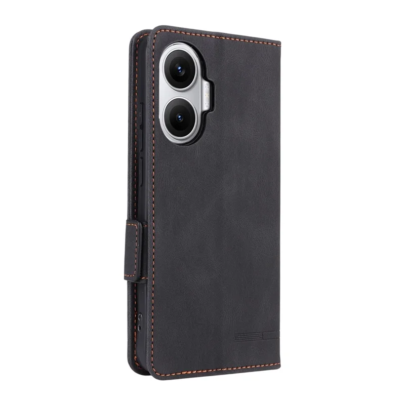 For Xiaomi Poco F7 5G / Redmi Turbo 4 Pro 5G Case Leather Wallet Flip Phone Cover with Hardware Decor - Black