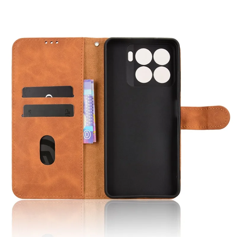 For ZTE Blade A56 Leather Case Skin Feel Anti Drop Wallet Flip Phone Cover - Brown