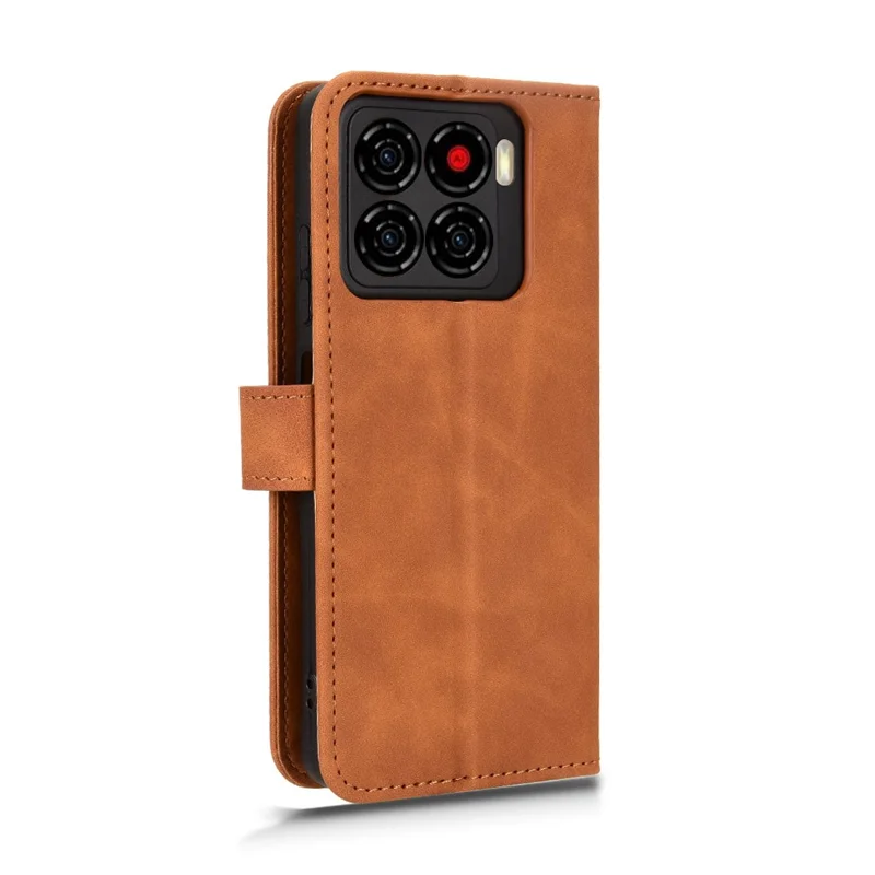 For ZTE Blade A56 Leather Case Skin Feel Anti Drop Wallet Flip Phone Cover - Brown
