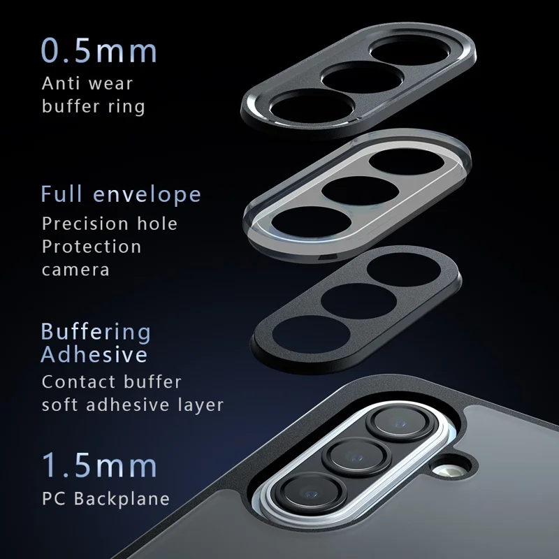 For Samsung Galaxy A34 5G Case Skin-Touch TPU + PC Matte Phone Shell, Transparent Black