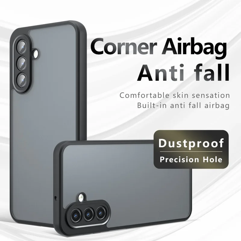 For Samsung Galaxy A34 5G Case Skin-Touch TPU + PC Matte Phone Shell, Transparent Black