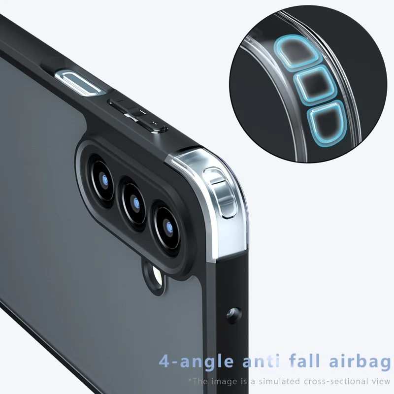 Für Samsung Galaxy A54 5G Hülle Skin-Touch TPU + PC Matte Handyhülle, Transparent Schwarz
