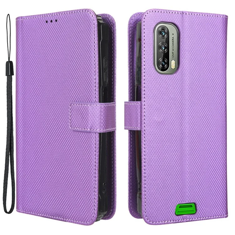For Blackview BV7100 4G Diamond Texture PU Leather Wallet Case Flip Stand Magnetic Clasp Shockproof Phone Cover - Purple
