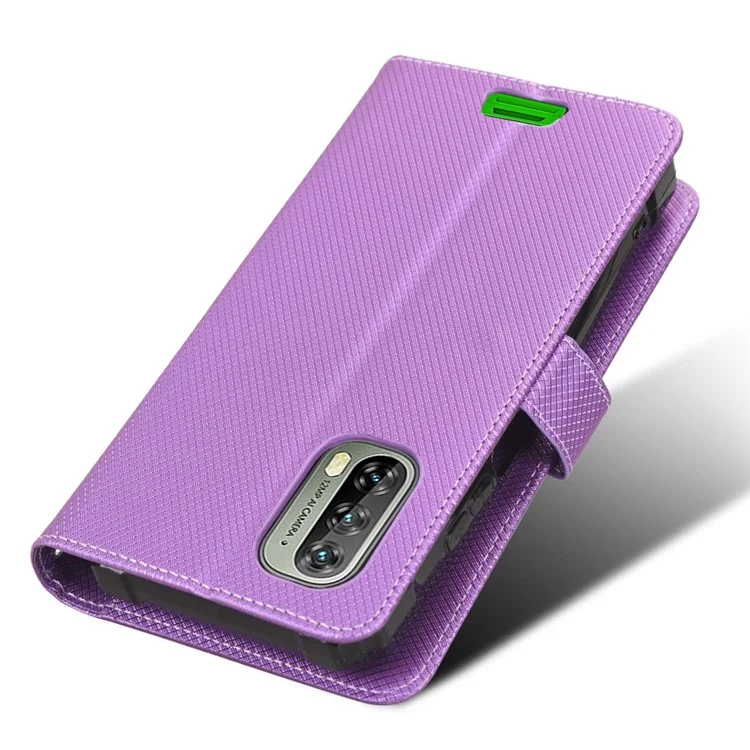 For Blackview BV7100 4G Diamond Texture PU Leather Wallet Case Flip Stand Magnetic Clasp Shockproof Phone Cover - Purple