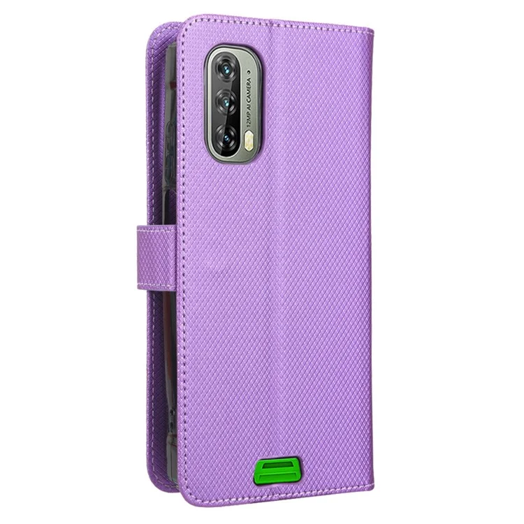 For Blackview BV7100 4G Diamond Texture PU Leather Wallet Case Flip Stand Magnetic Clasp Shockproof Phone Cover - Purple
