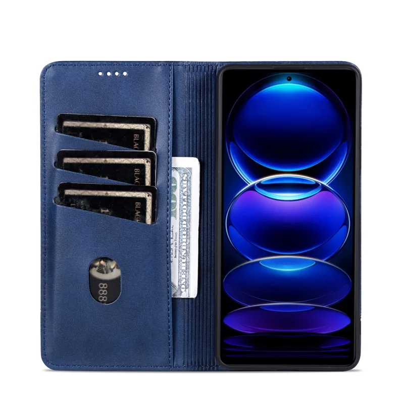 AZNS Per Xiaomi Redmi 15C 4G (UE) (173mm) Cover in Pelle di Vacchetta Portafoglio - Blu