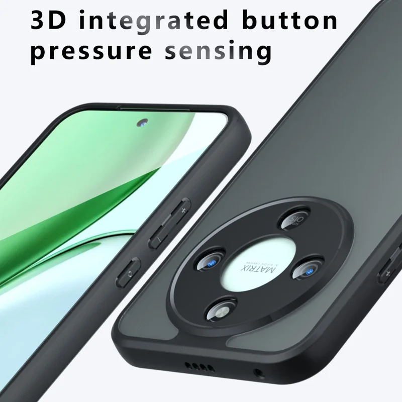 Étui For Honor X70 5G Peau-Tactile TPU + PC Coque de Téléphone Mat, Noir Transparent