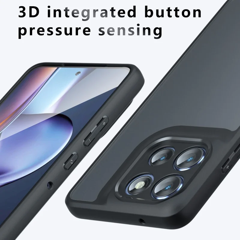 Für Motorola Moto G86 5G / G86 Power 5G Hülle Skin-Touch TPU + PC Matt Handyhülle, Transparent Schwarz