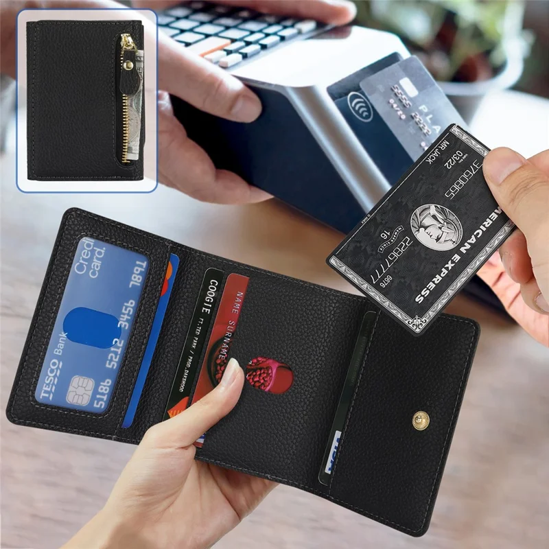 Étui pour Samsung Galaxy Z Flip5 5G avec Porte-Cartes, Support, Texture de Cuir Grainé, Housse de Téléphone en PU et TPU avec Lanière Longue - Noir