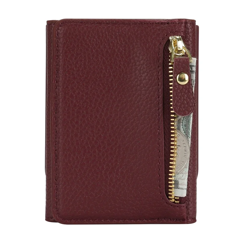 Cover per Samsung Galaxy Z Flip4 5G con Porta Carte, Supporto, Texture Effetto Pelle, Custodia in PU e TPU con Cinghia Lunga - Rosso Vino
