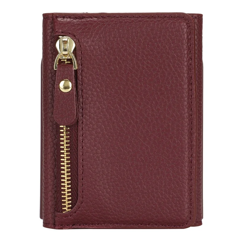 Cover per Samsung Galaxy Z Flip4 5G con Porta Carte, Supporto, Texture Effetto Pelle, Custodia in PU e TPU con Cinghia Lunga - Rosso Vino