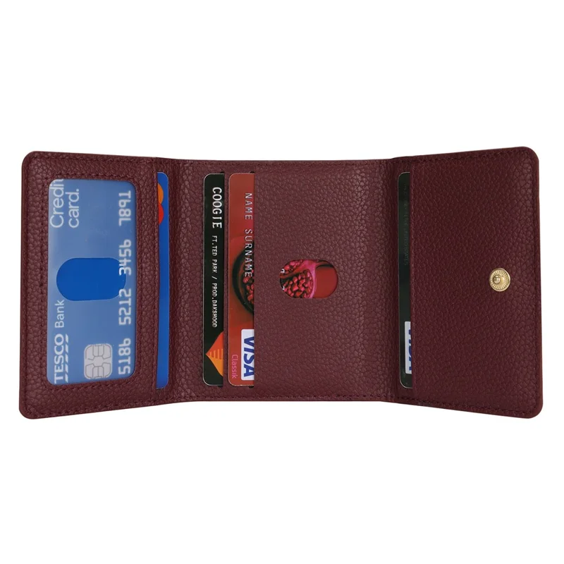 Cover per Samsung Galaxy Z Flip4 5G con Porta Carte, Supporto, Texture Effetto Pelle, Custodia in PU e TPU con Cinghia Lunga - Rosso Vino