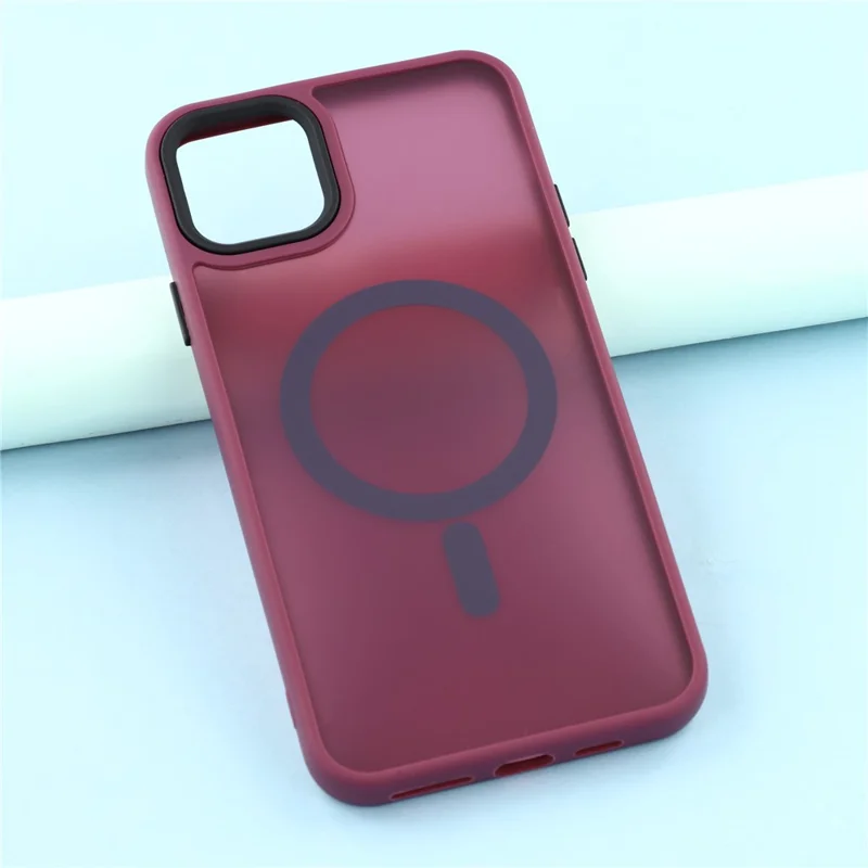 For iPhone 11 Pro Case Compatible with MagSafe Skin-Touch PC + TPU Phone Cover - Wine Red