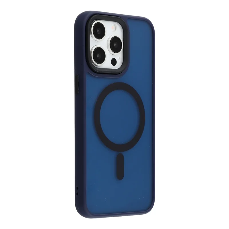 Per iPhone 12 / 12 Pro Cover Magnetica Semi-Trasparente Effetto Pelle Antiurto - Blu Navy