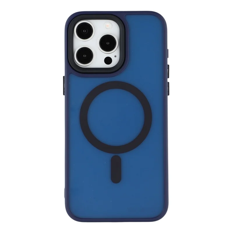 Per iPhone 12 / 12 Pro Cover Magnetica Semi-Trasparente Effetto Pelle Antiurto - Blu Navy