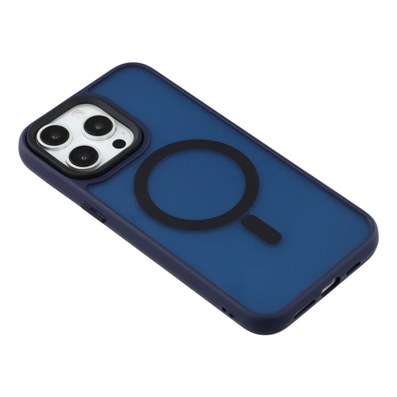 Per iPhone 12 / 12 Pro Cover Magnetica Semi-Trasparente Effetto Pelle Antiurto - Blu Navy