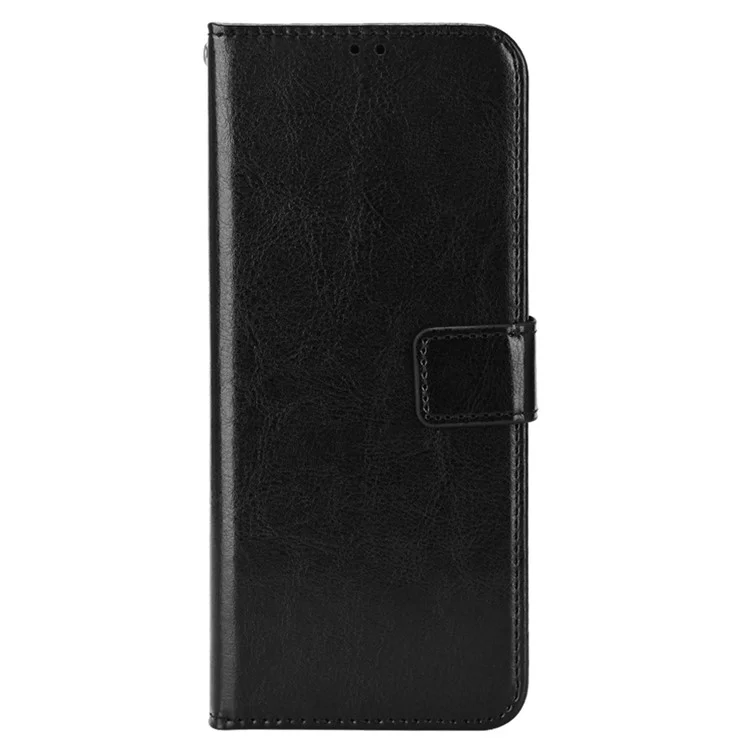 Para ZTE Blade A52 Lite 4G PU Leather Crazy Horse Texture Phone Cover Willet Stand TPU Interior Protective Con Correa - Negro
