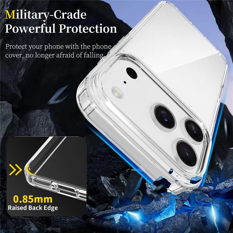 For iPhone 18 Pro / 17 Pro Case Anti-Scratch TPU + Acrylic Clear Back Phone Cover - Transparent