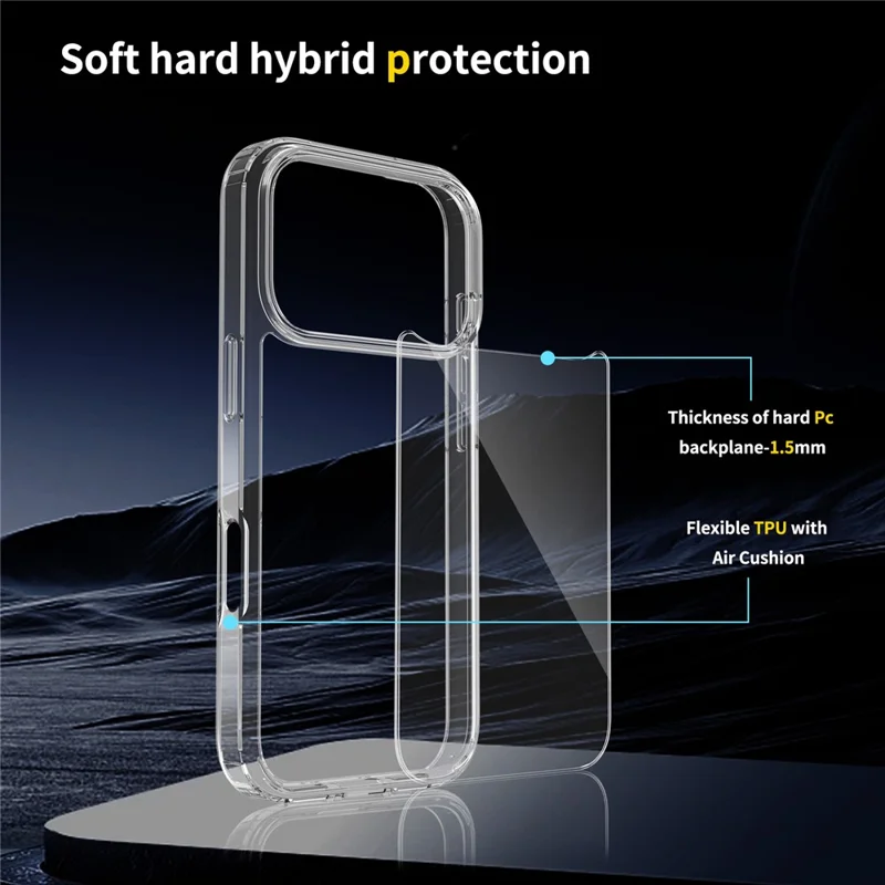 For iPhone 18 Pro / 17 Pro Case Anti-Scratch TPU + Acrylic Clear Back Phone Cover - Transparent
